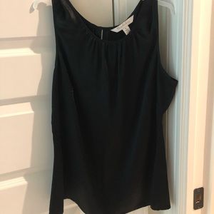 Black silk sleeveless top